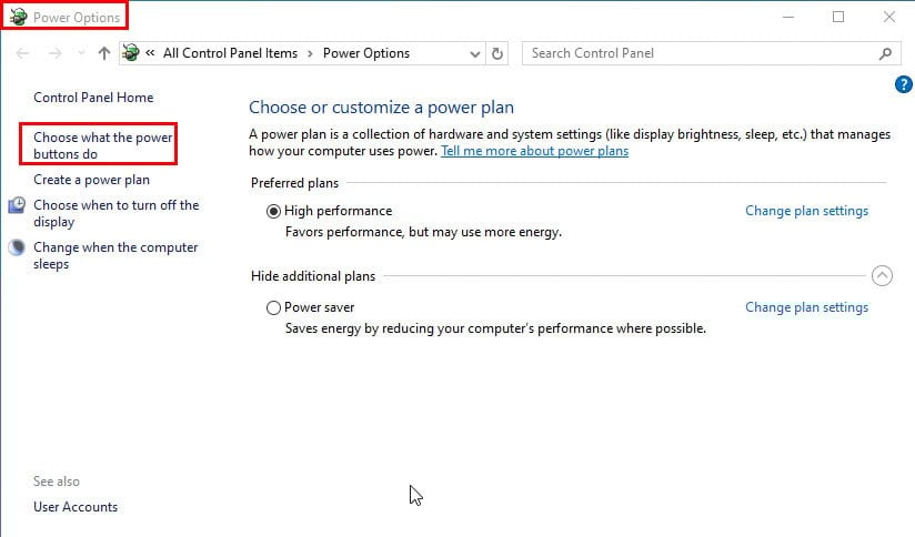 Choose what the power buttons do