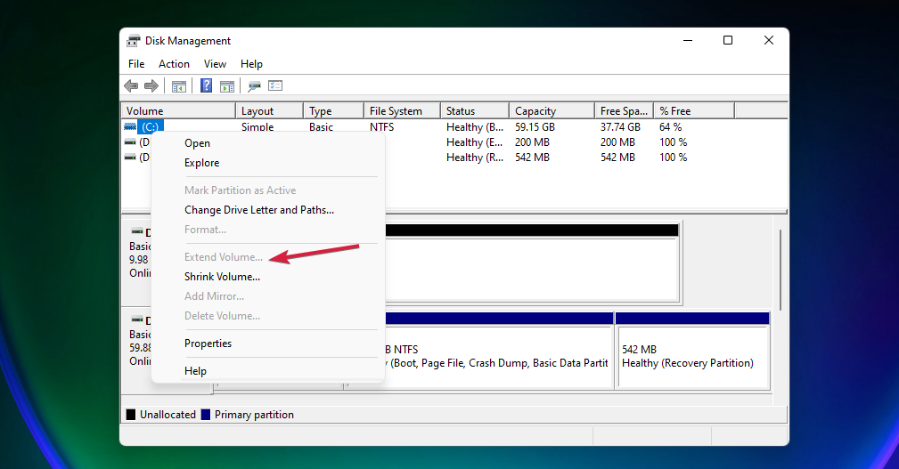 Windows 11のボリューム拡張