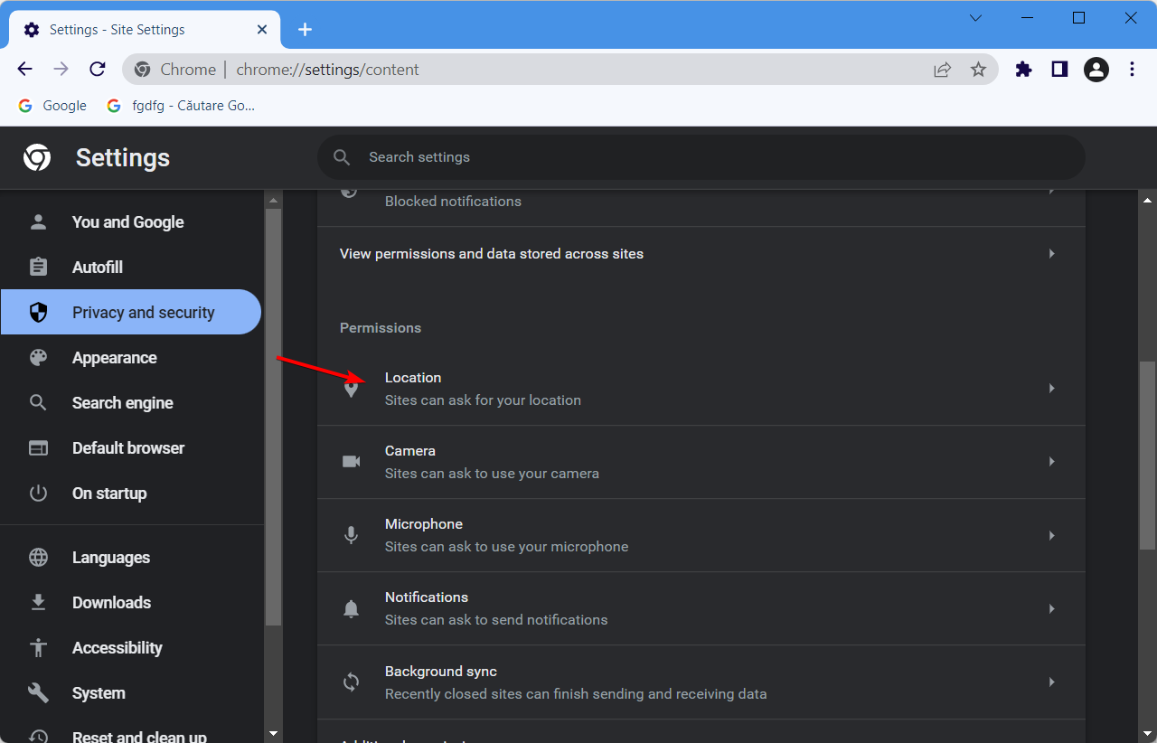 privatz und sicherheit standort google chrome