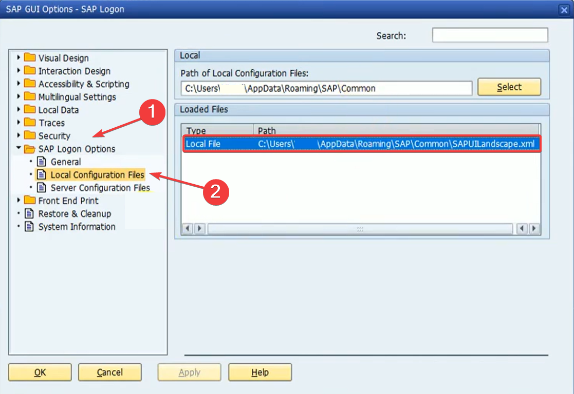 arquivos de configuração