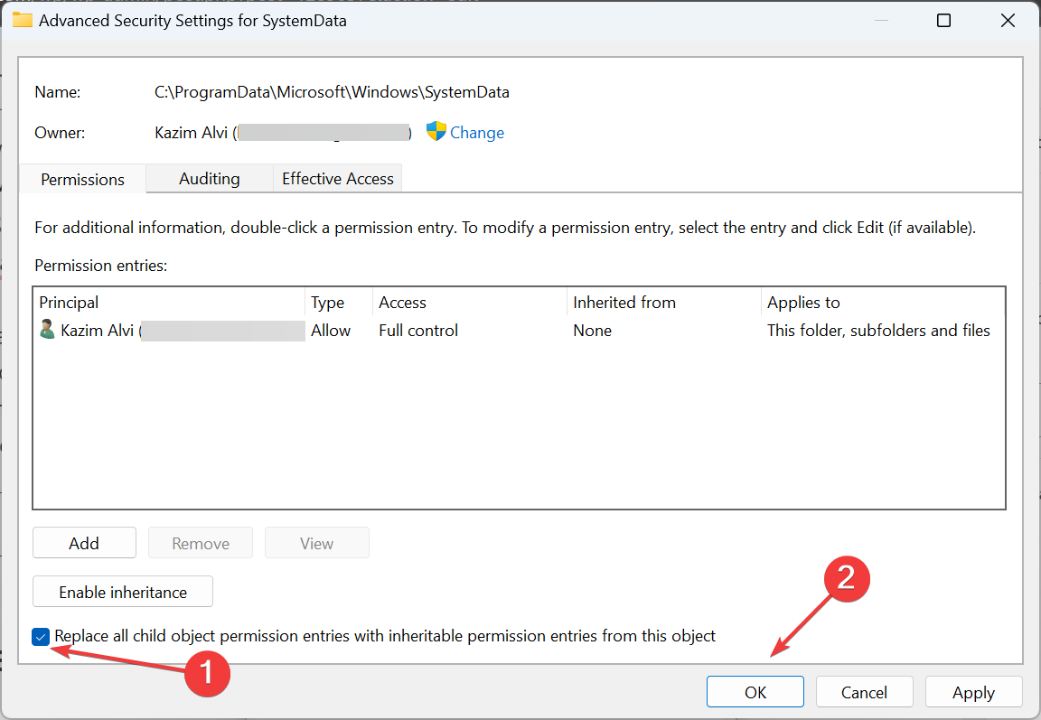 権限を置き換えてロック画面の背景が青い画面に戻る修正 Windows 11