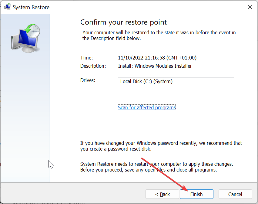 fine ripristinando la versione precedente di windows in loop di avvio