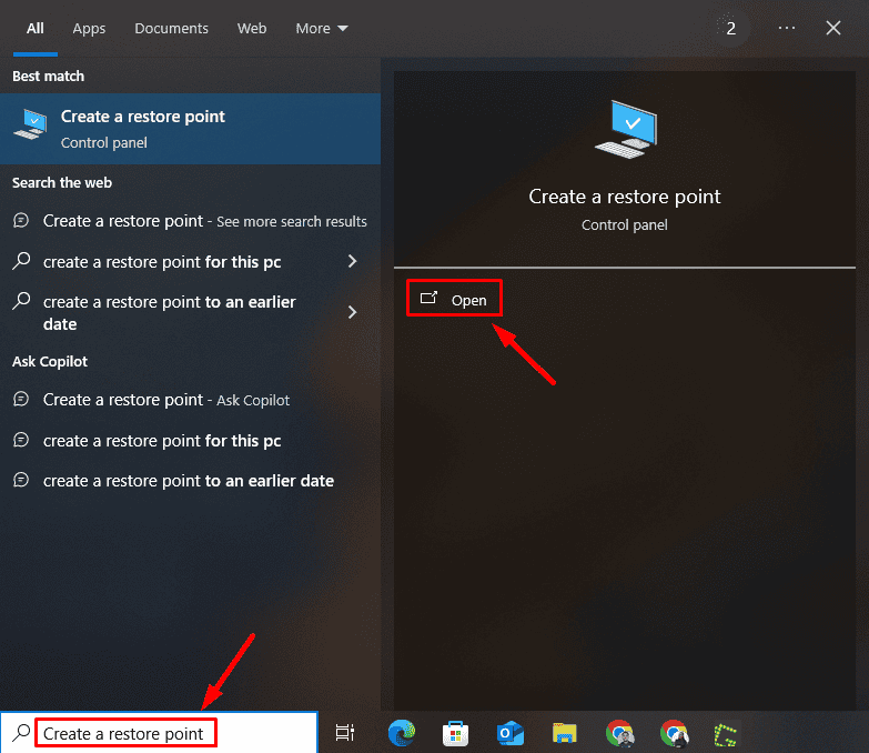 Create a restore point