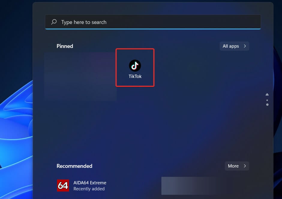 pin windows 11 remove tiktok
