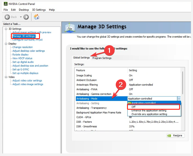 Manage 3D settings DXGI ERROR DEVICE REMOVED