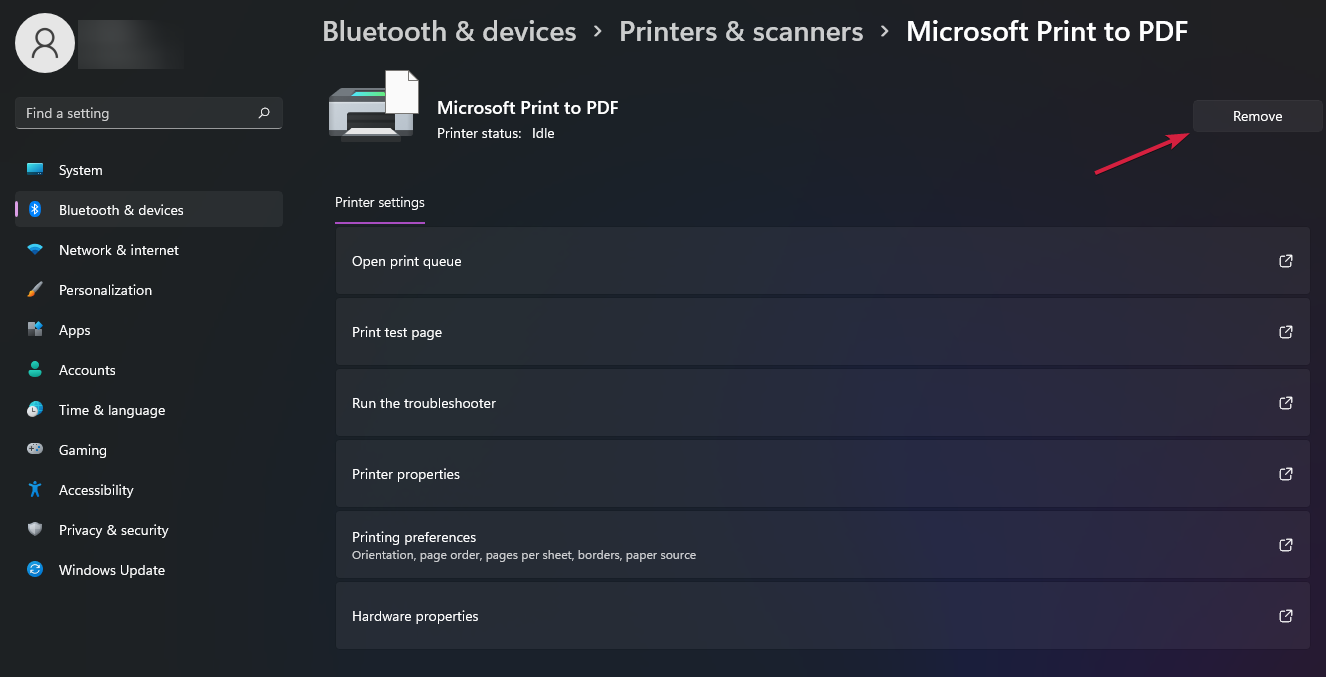 windows 11 remover impressora