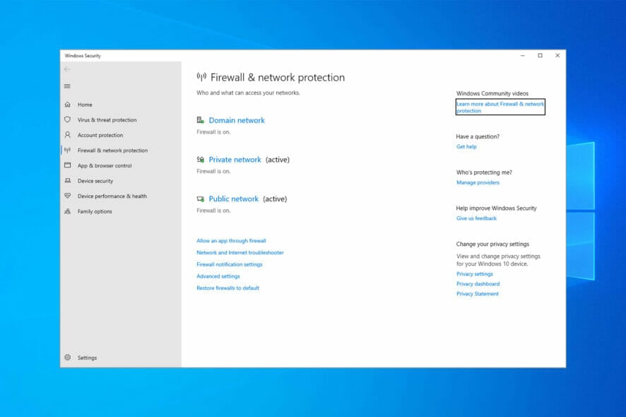 Windows Firewallがポートまたはプログラムをブロックしています