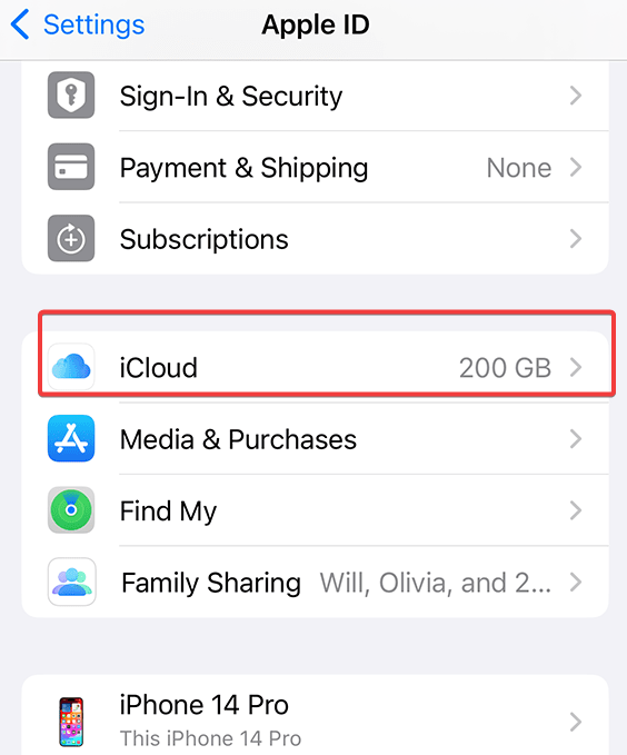 icloud settings