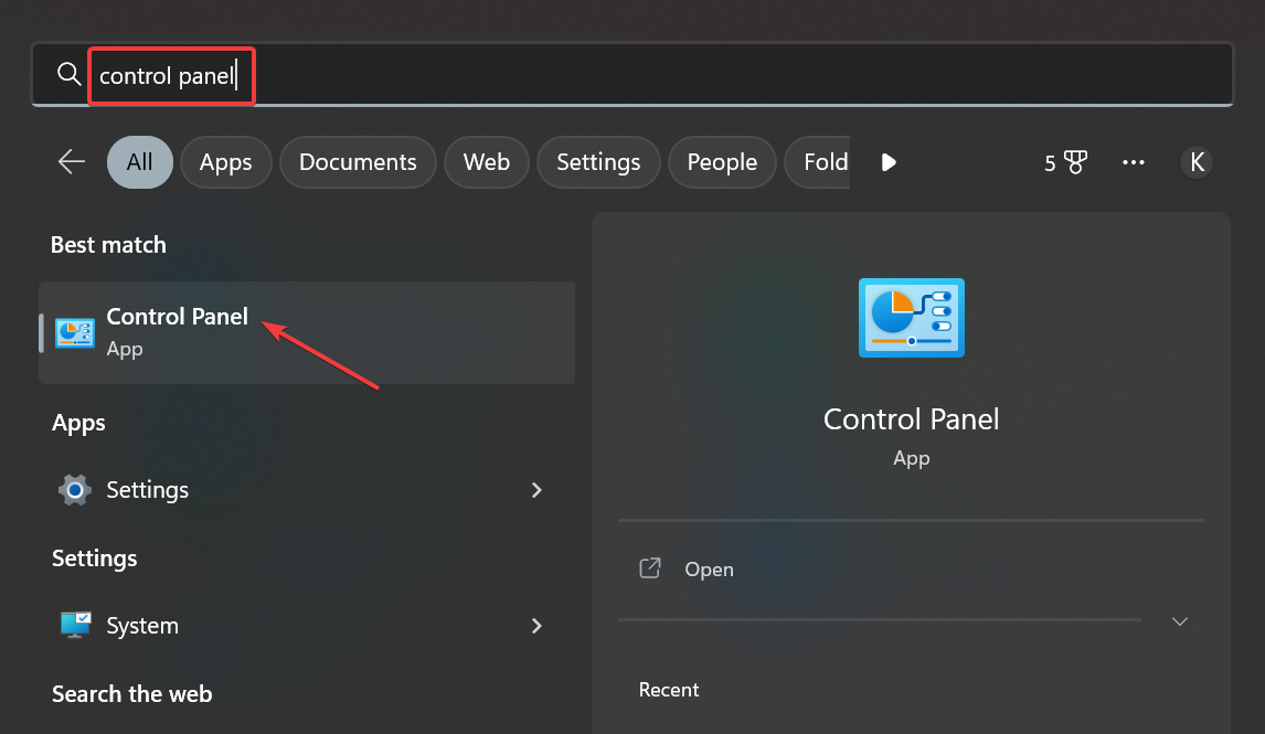 control panel
