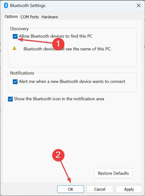 permitir visibilidade para corrigir bluetooth não encontrando dispositivos windows 10