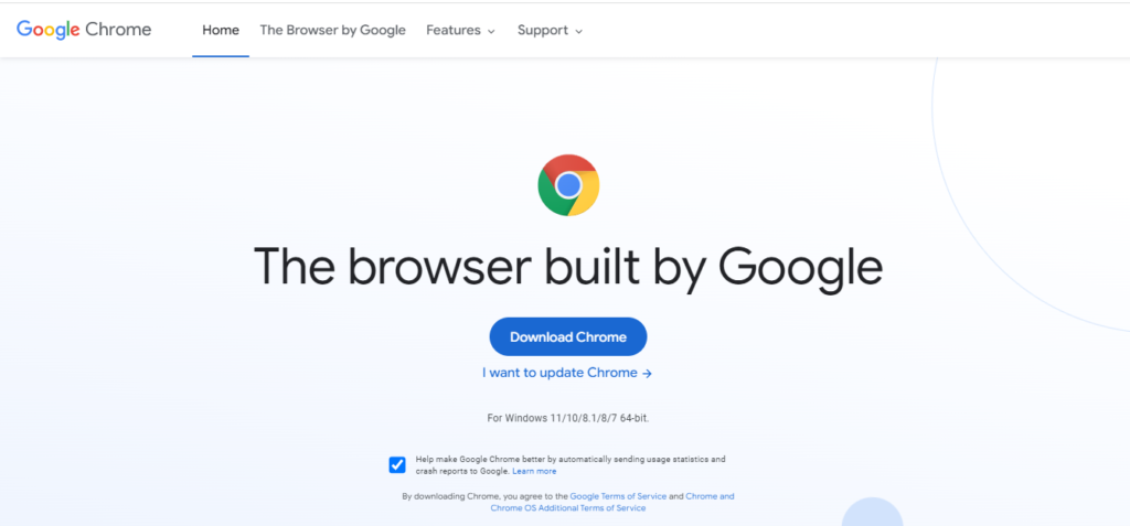 google chrome interface