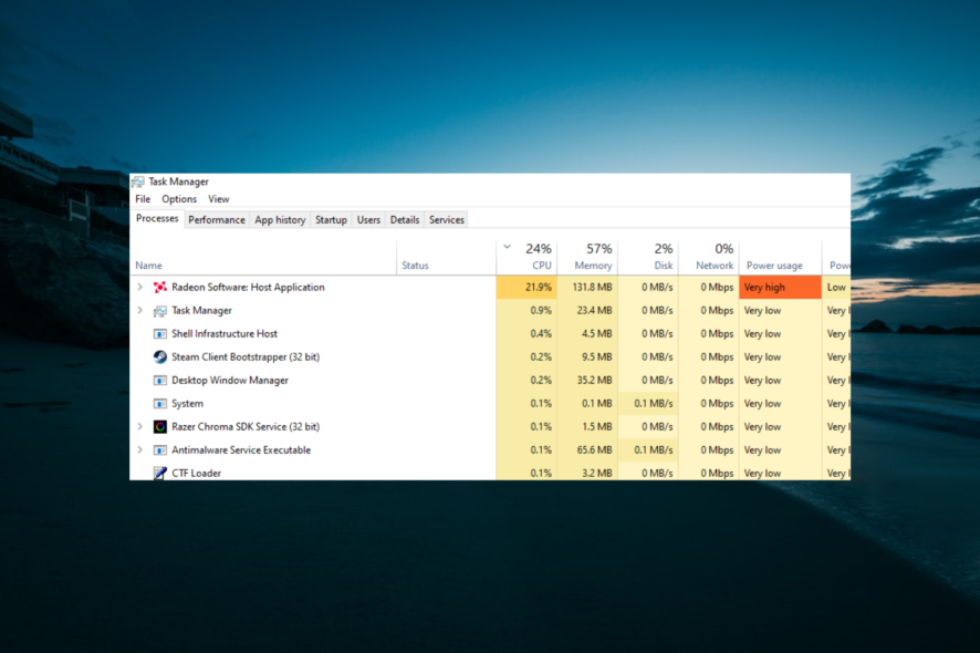 applicazione host software radeon uso elevato cpu