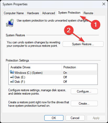 Botão de Restauração do Sistema ERROR_RANGE_NOT_FOUND
