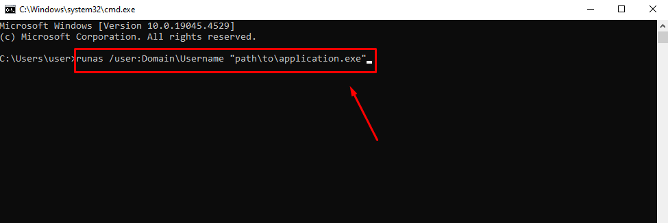 runas /user:DominioNombreDeUsuario "rutaalaaplicación.exe"