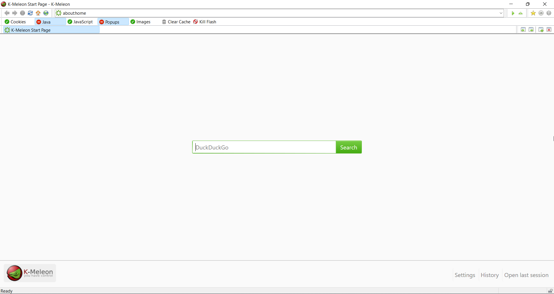 k meleon browser interface