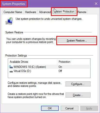 system restore button