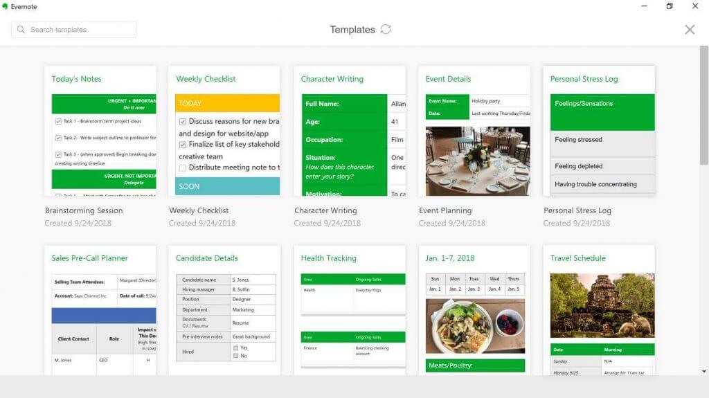 Plantillas de Evernote