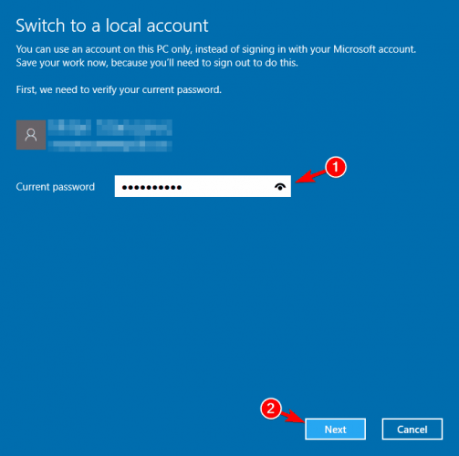 switch to a local account