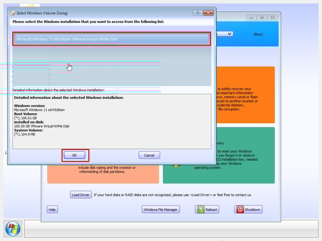 wählen Sie Ihre Windows 11-Installation