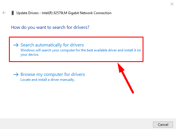 Search automatically for updated driver software