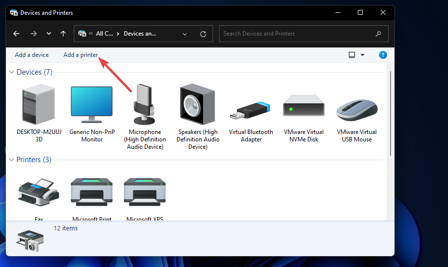 Opção adicionar uma impressora impressora sem fio Windows 11