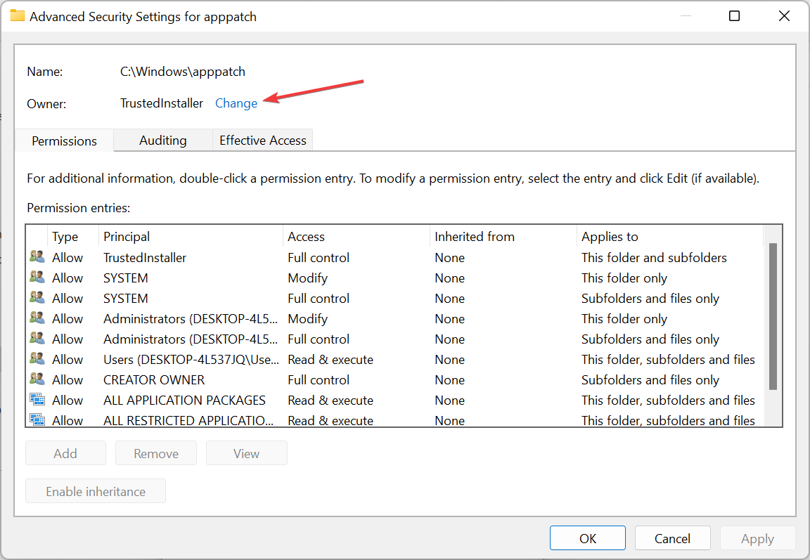 alterar para corrigir você requer permissão do trustedinstaller