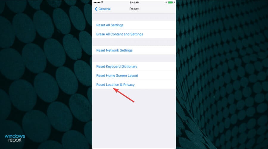 reset location on ios