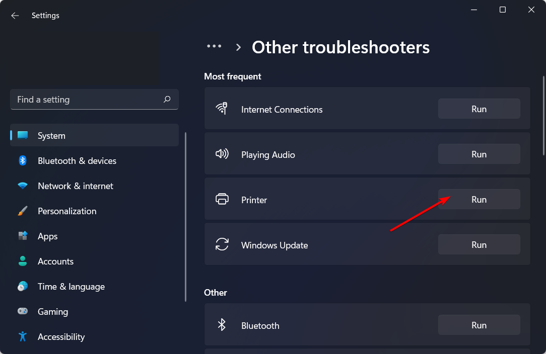 printer-run windows cannot connect to the printer