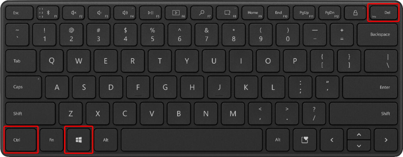 ctrl windows delete keys