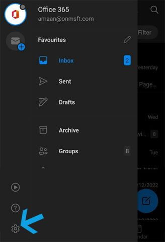 Imposta email su Outlook per Android
