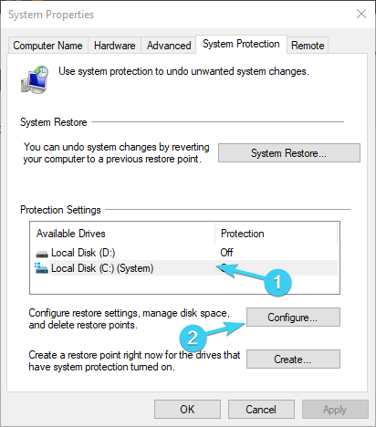 windows 10 can't find restore point