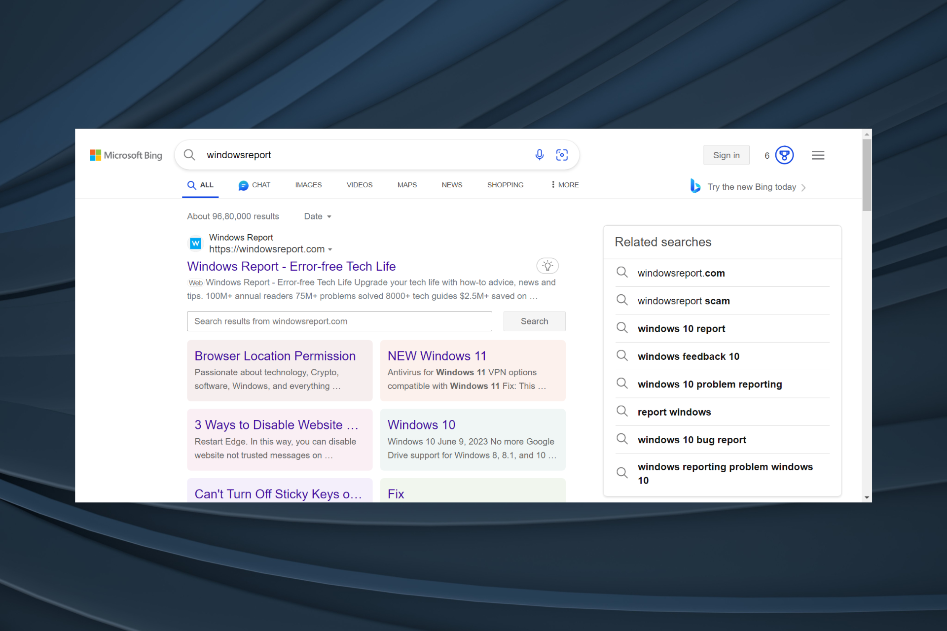 réparer les résultats de recherche Bing défilant automatiquement