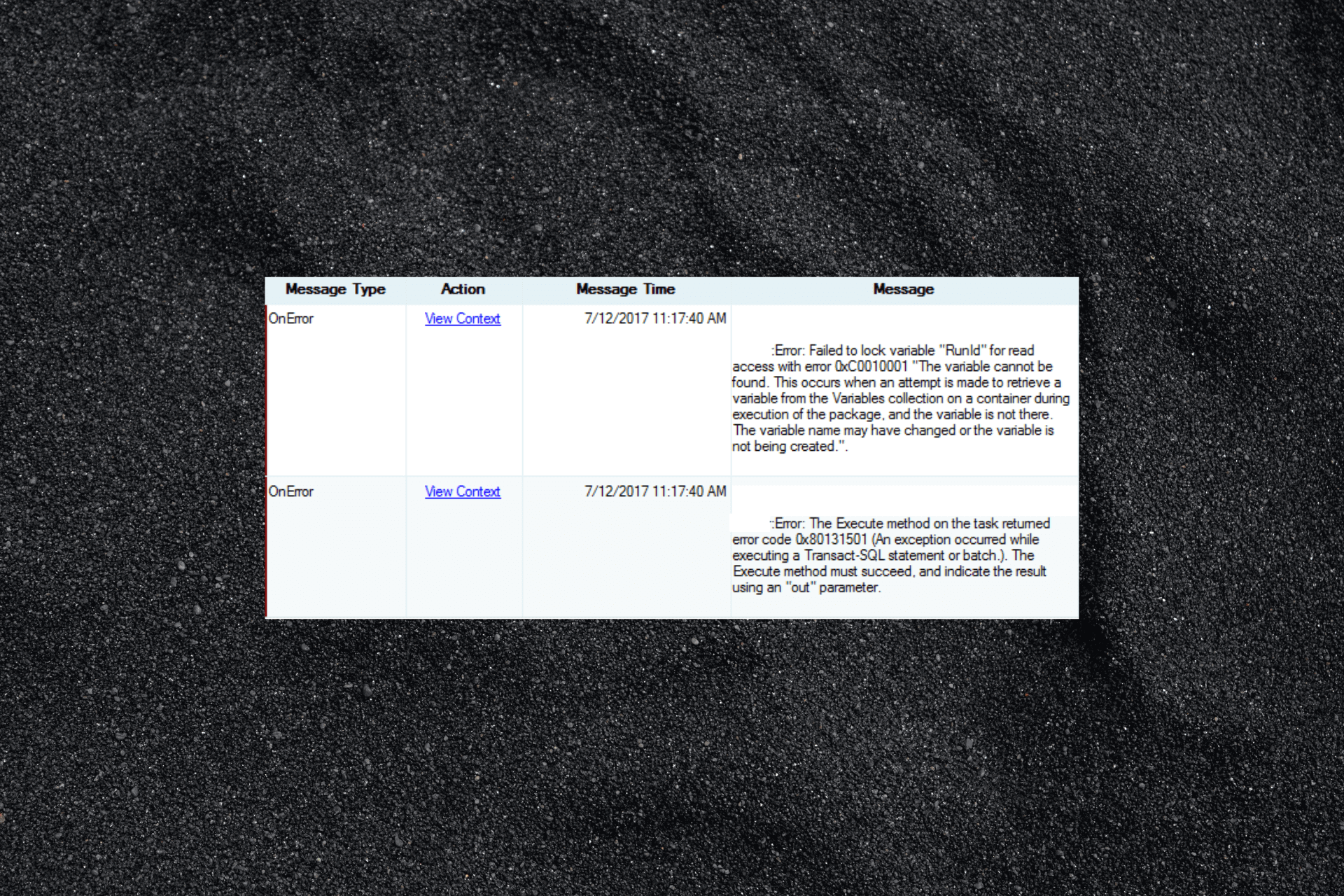 SSIS-Fehlercode