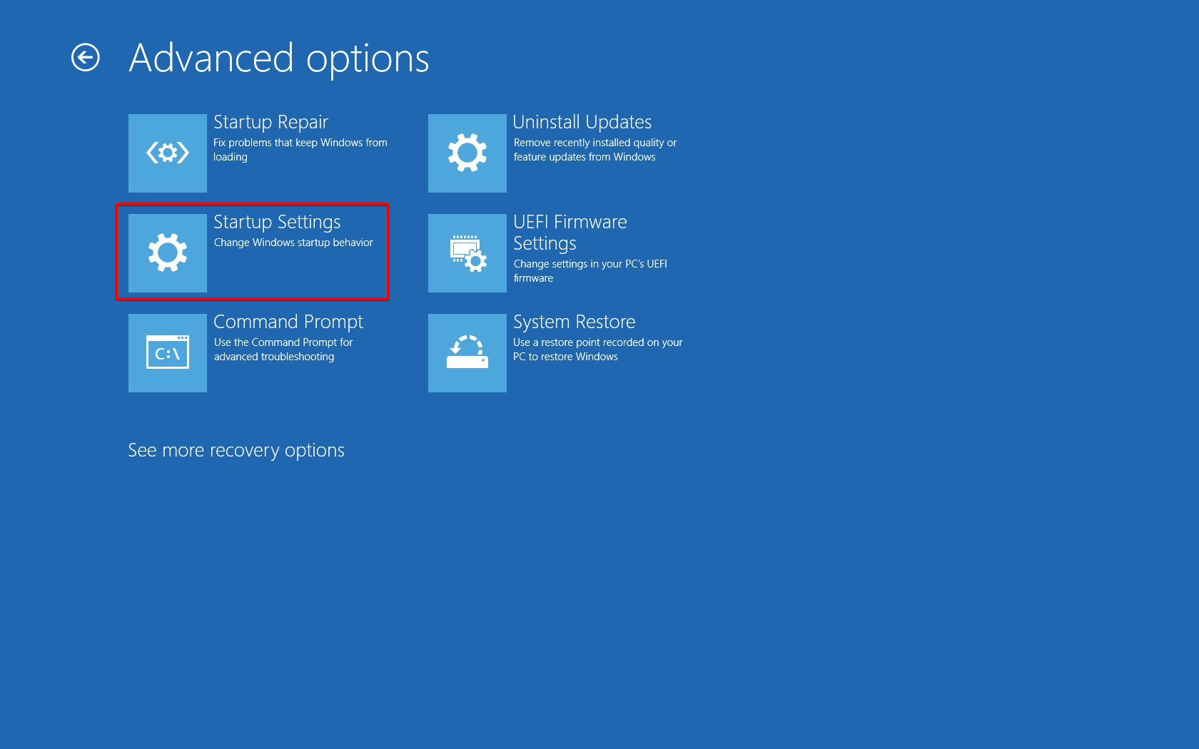 startup-settings sfc scannow not working