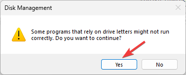 Click Yes