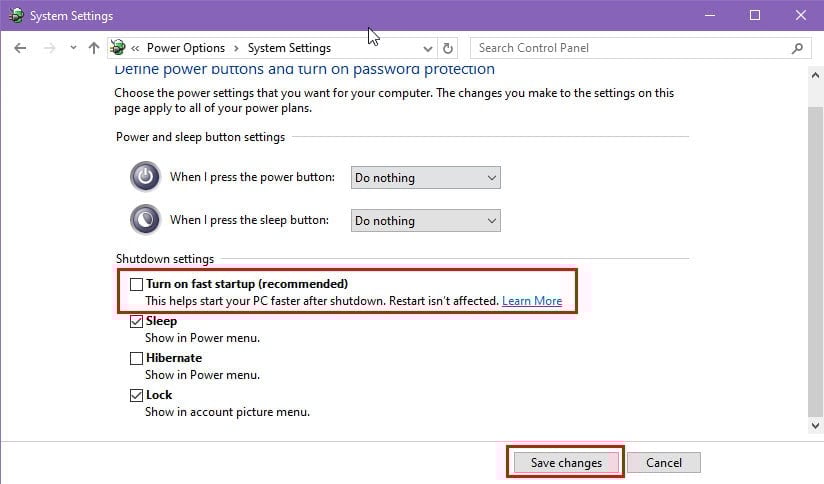 Save changes