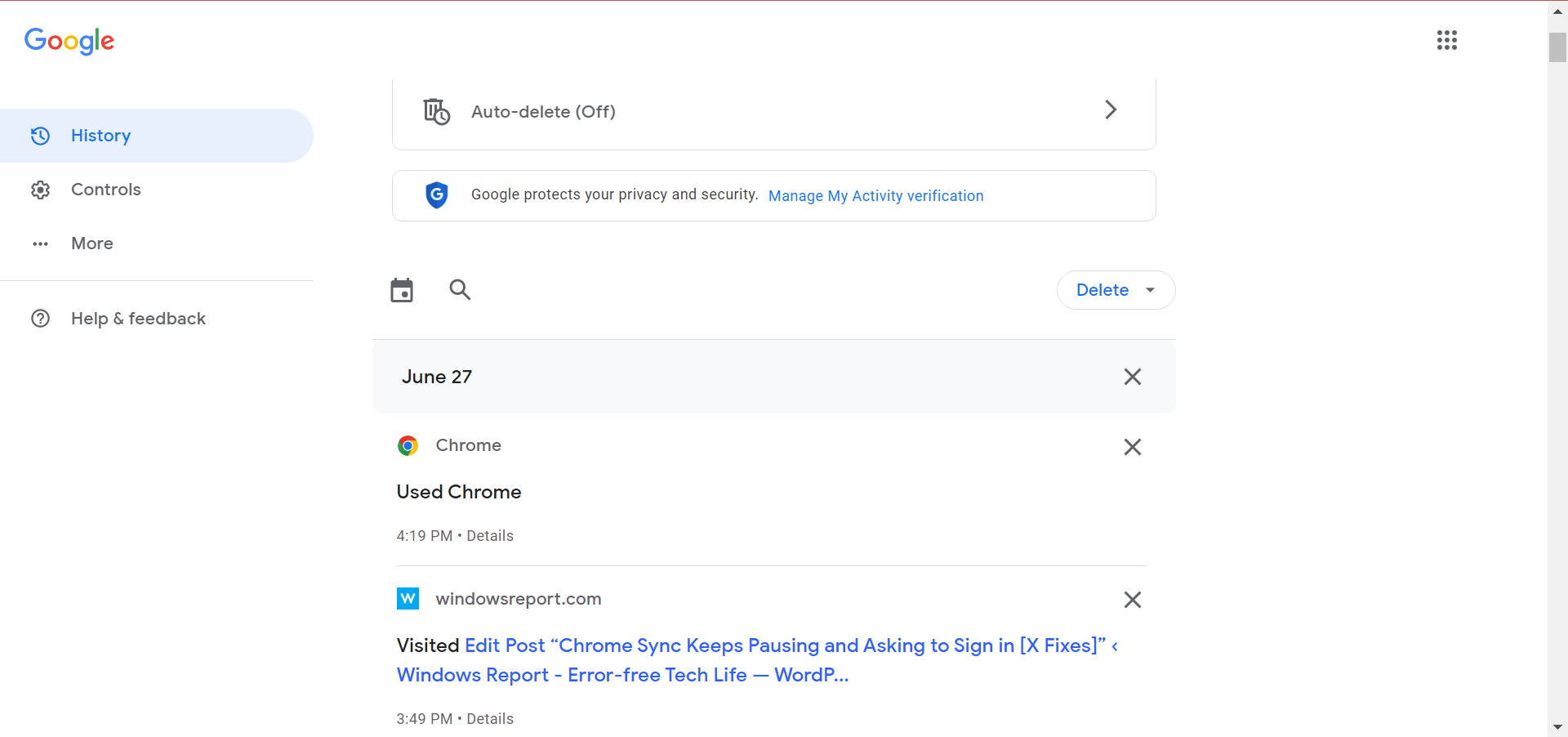 pesquisar todo o histórico do chrome