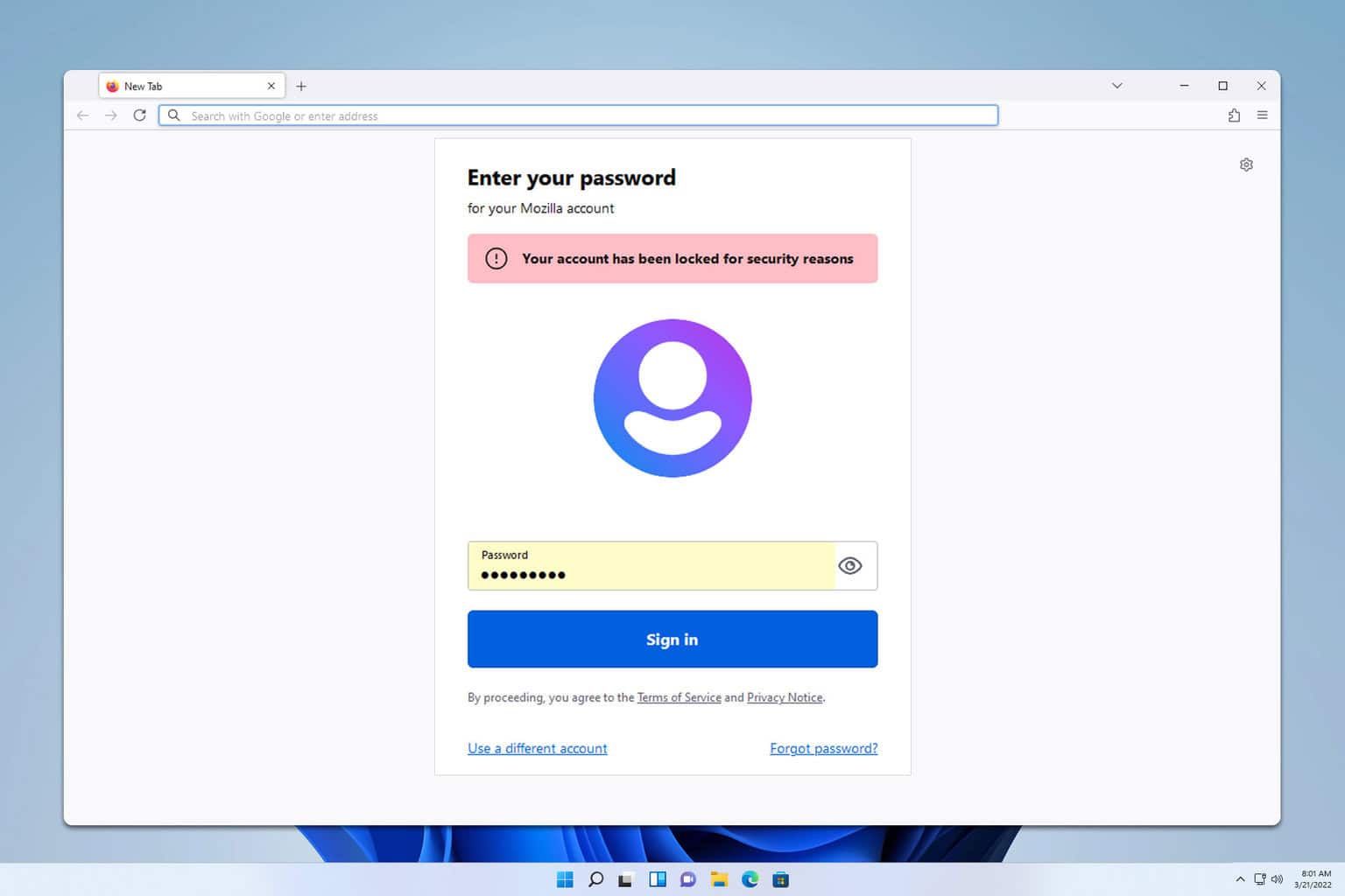 Ihr Konto wurde aus Sicherheitsgründen in Firefox gesperrt