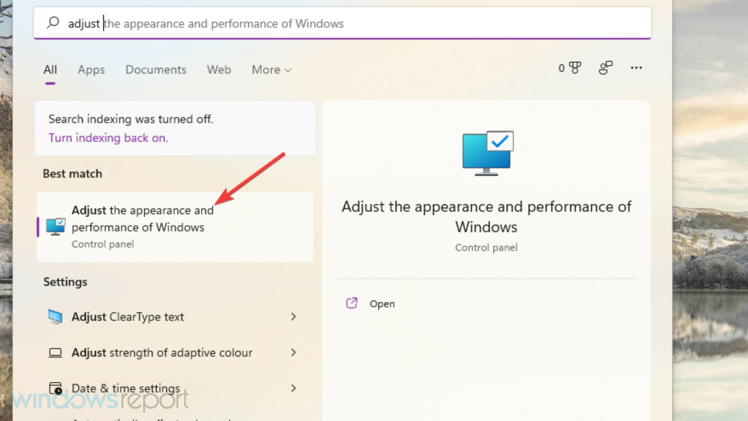Настройка внешнего вида и производительности Windows результат поиска Windows Отчет об ошибке событие ID 1001