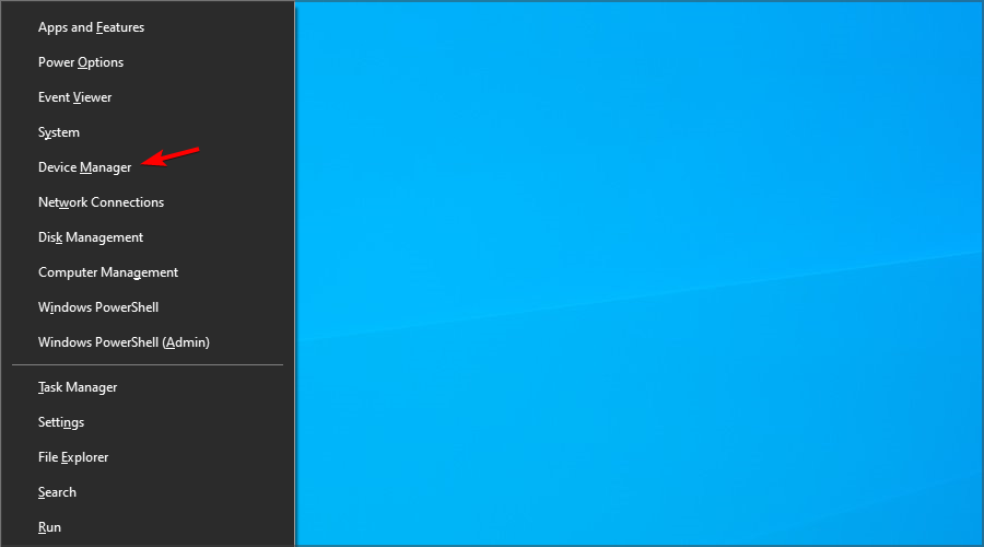 device manager win + x menu windows 10