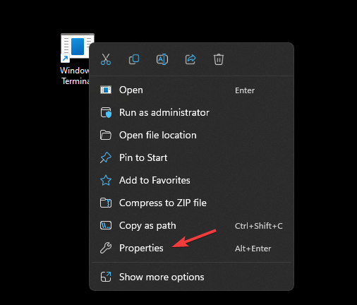 Click Properties