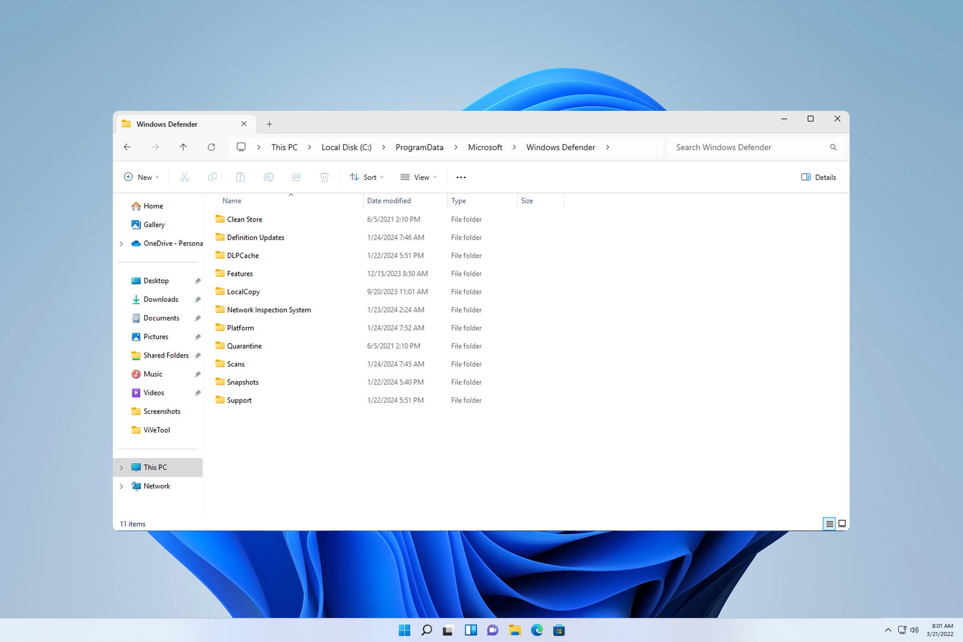 no se puede abrir la carpeta de escaneos de windows defender