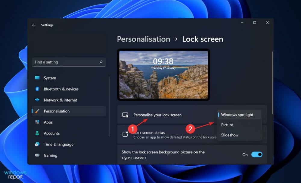 spotlight-choice customize lock screen windows 11