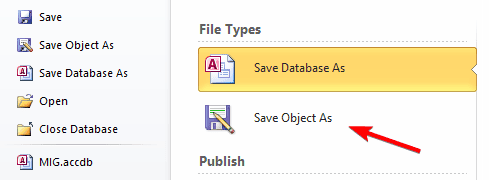 save object as access