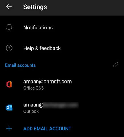 Imposta email su Outlook per Android