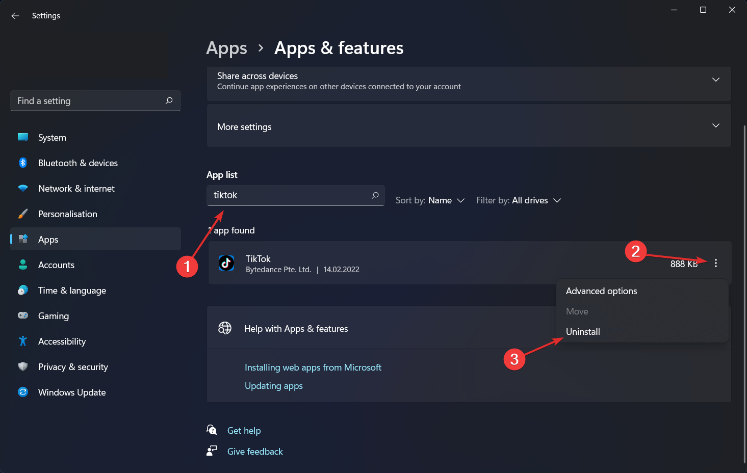 tiktok-uninstall windows 11 remove tiktok