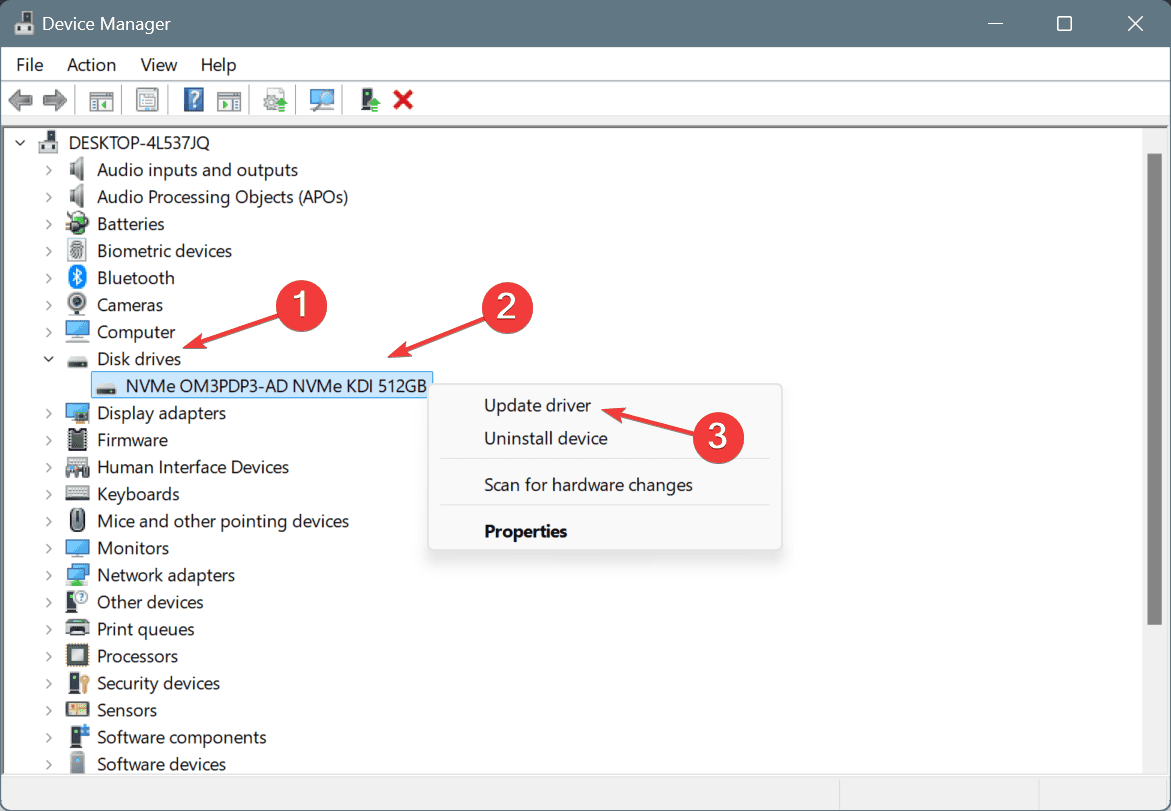 update driver device manager