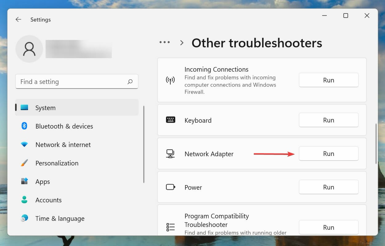 Problembehandlung für den Netzwerkadapter ausführen