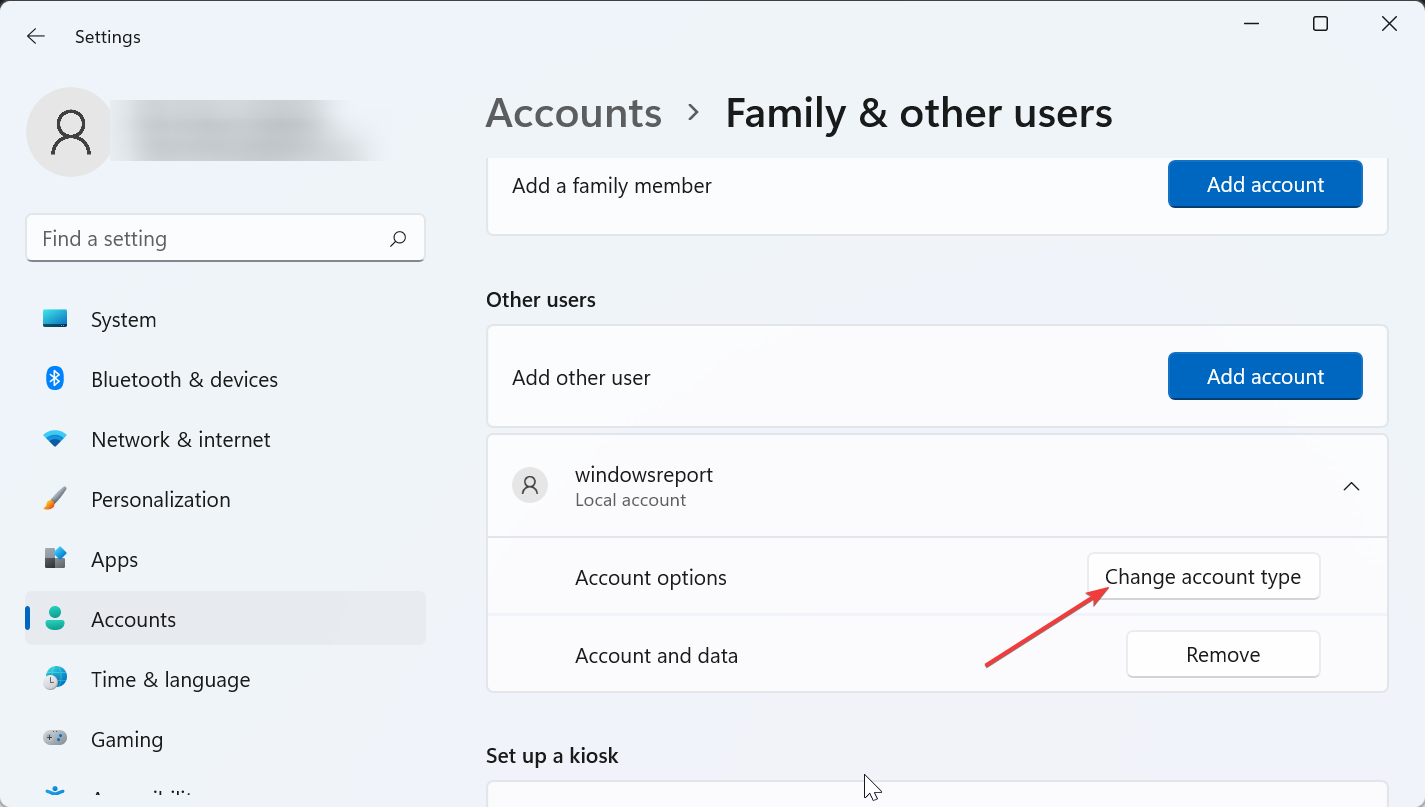 change account
