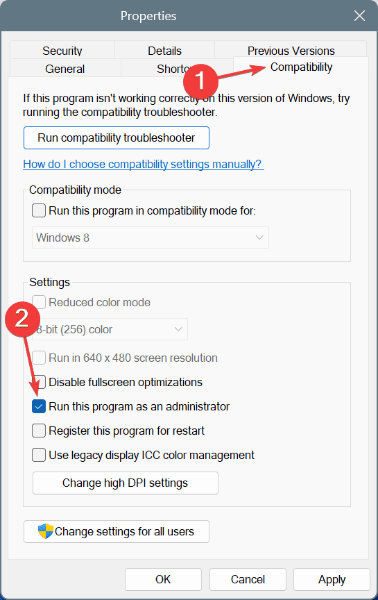 esegui come admin per correggere ERRORE_DBG_COMANDO ECCEZIONE